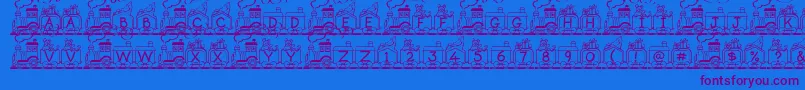 ToyTrain-Schriftart – Violette Schriften auf blauem Hintergrund