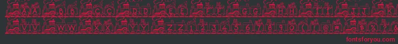 ToyTrain-Schriftart – Rote Schriften auf schwarzem Hintergrund