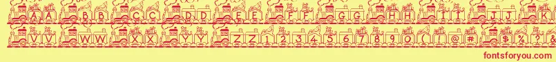 Шрифт ToyTrain – красные шрифты на жёлтом фоне