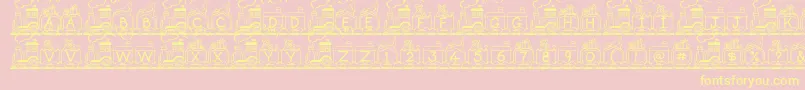 ToyTrain-Schriftart – Gelbe Schriften auf rosa Hintergrund