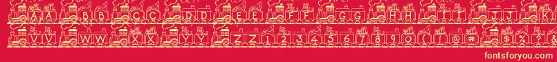 Fonte ToyTrain – fontes amarelas em um fundo vermelho