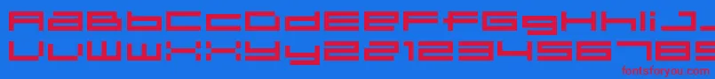 04b 31 -fontti – punaiset fontit sinisellä taustalla