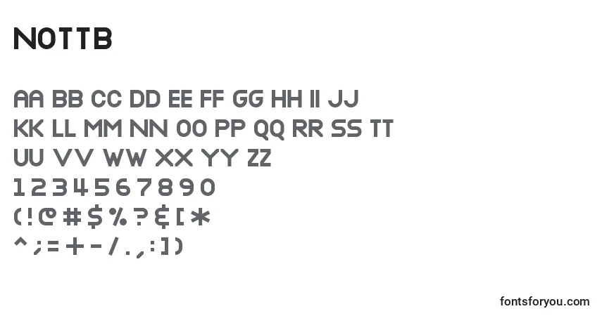 Czcionka Nottb – alfabet, cyfry, specjalne znaki