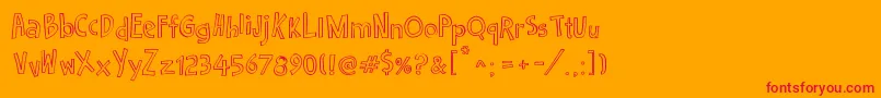 Cartoon2Package-Schriftart – Rote Schriften auf orangefarbenem Hintergrund