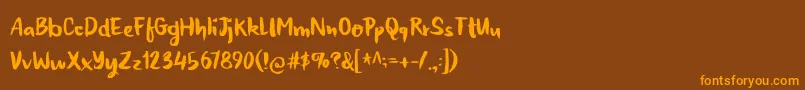 フォントHoneyvoidDemo – オレンジ色の文字が茶色の背景にあります。