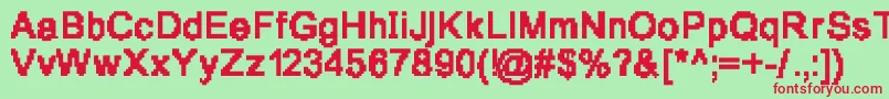 Pixelgrunge Font – Red Fonts on Green Background