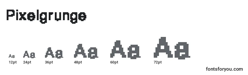 Größen der Schriftart Pixelgrunge