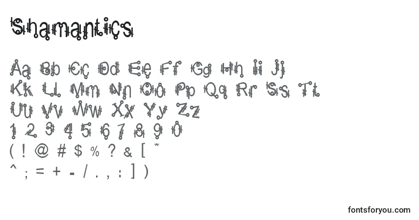 Czcionka Shamantics – alfabet, cyfry, specjalne znaki