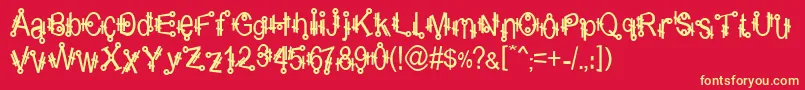 Shamantics Font – Yellow Fonts on Red Background