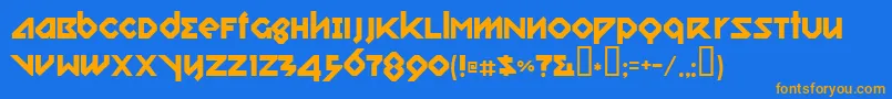 RelishGargler-Schriftart – Orangefarbene Schriften auf blauem Hintergrund