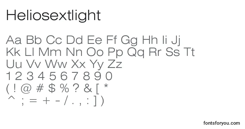 Schriftart Heliosextlight – Alphabet, Zahlen, spezielle Symbole