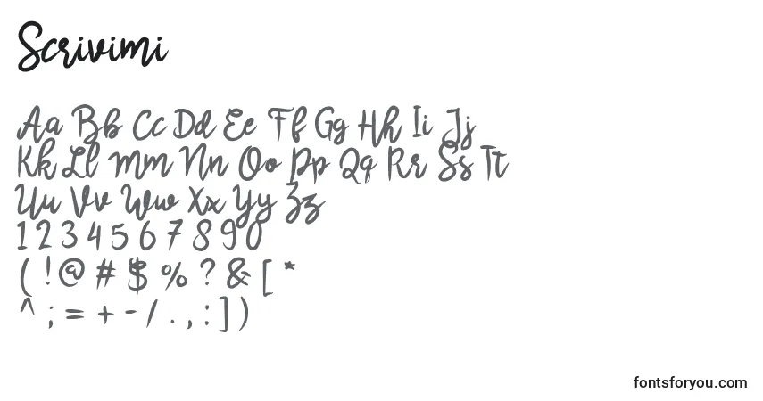 Czcionka Scrivimi – alfabet, cyfry, specjalne znaki