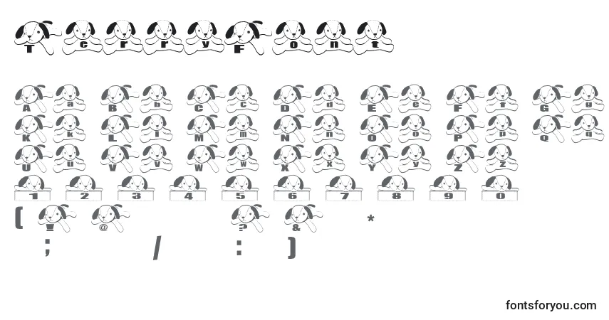 Czcionka TerryFont – alfabet, cyfry, specjalne znaki