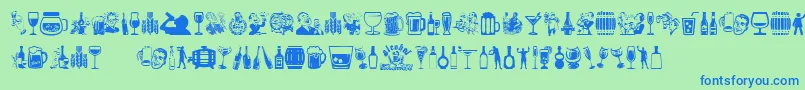 Alcohol Font – Blue Fonts on Green Background