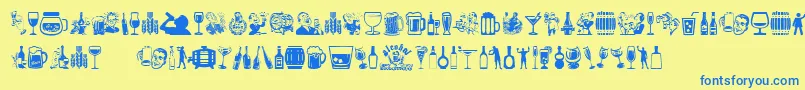 Alcohol Font – Blue Fonts on Yellow Background