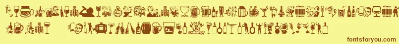 フォントAlcohol – 茶色の文字が黄色の背景にあります。