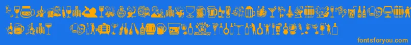 Alcohol-Schriftart – Orangefarbene Schriften auf blauem Hintergrund