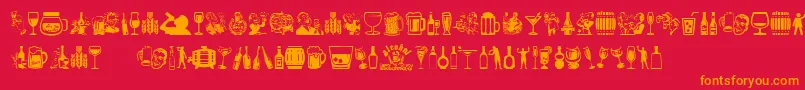 Alcohol-Schriftart – Orangefarbene Schriften auf rotem Hintergrund