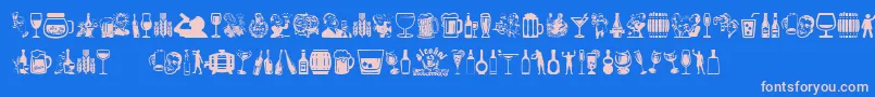 Alcohol-Schriftart – Rosa Schriften auf blauem Hintergrund