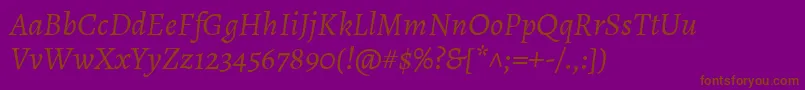 AlegreyaItalic Font – Brown Fonts on Purple Background