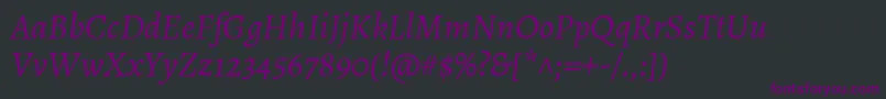 Fonte AlegreyaItalic – fontes roxas em um fundo preto