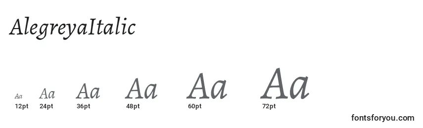 Размеры шрифта AlegreyaItalic