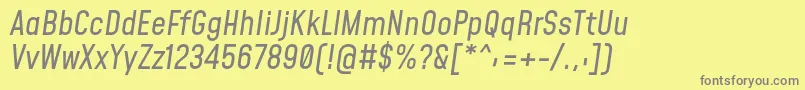 Fonte MohaveItalic – fontes cinzas em um fundo amarelo