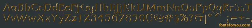 フォントMojarelief – 黒い背景にオレンジの文字