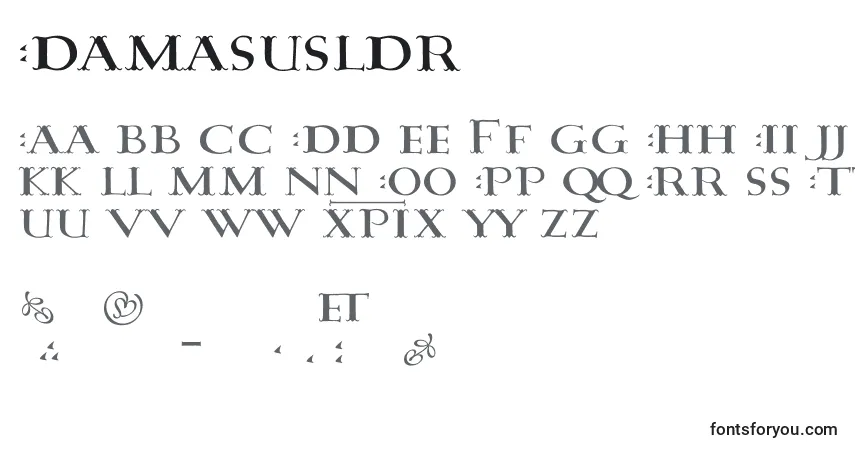 Fuente DamasusLdr - alfabeto, números, caracteres especiales