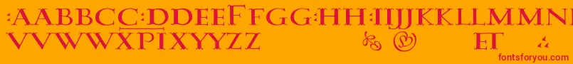 フォントDamasusLdr – オレンジの背景に赤い文字