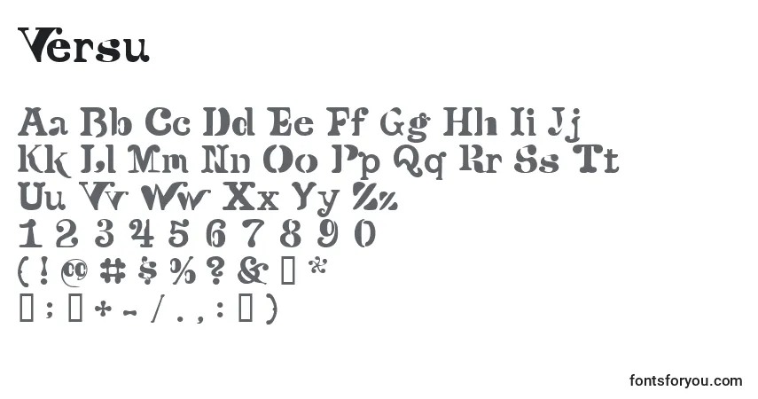 A fonte Versu – alfabeto, números, caracteres especiais