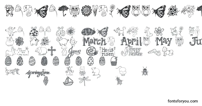 Jandaspringdoodles Font – alphabet, numbers, special characters