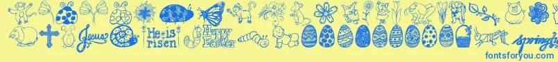 fuente Jandaspringdoodles – Fuentes Azules Sobre Fondo Amarillo