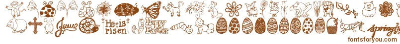 フォントJandaspringdoodles – 白い背景に茶色のフォント