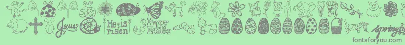 Czcionka Jandaspringdoodles – szare czcionki na zielonym tle