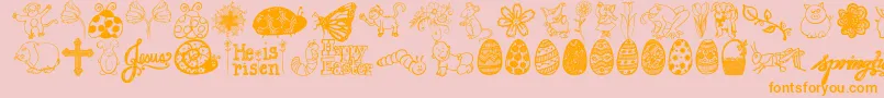 Czcionka Jandaspringdoodles – pomarańczowe czcionki na różowym tle
