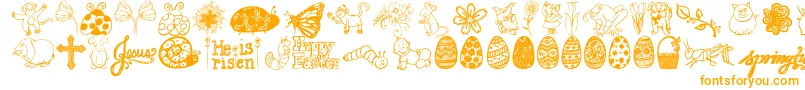 Fonte Jandaspringdoodles – fontes laranjas em um fundo branco