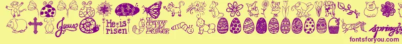 Fonte Jandaspringdoodles – fontes roxas em um fundo amarelo