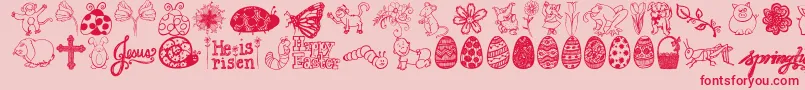 Jandaspringdoodles-Schriftart – Rote Schriften auf rosa Hintergrund