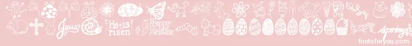 Czcionka Jandaspringdoodles – białe czcionki na różowym tle