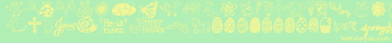 Jandaspringdoodles Font – Yellow Fonts on Green Background
