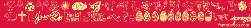 fuente Jandaspringdoodles – Fuentes Amarillas Sobre Fondo Rojo