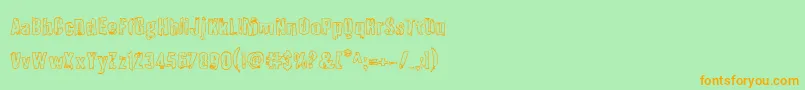 Quarrystoneout-Schriftart – Orangefarbene Schriften auf grünem Hintergrund