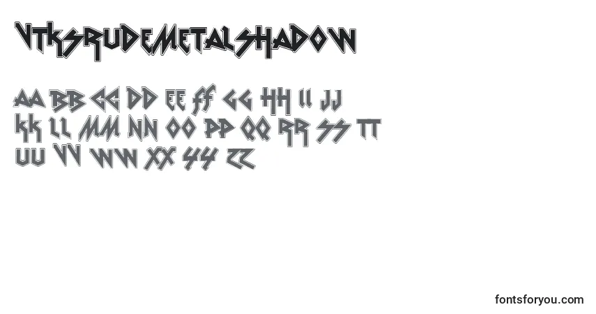 Шрифт VtksRudeMetalShadow – алфавит, цифры, специальные символы