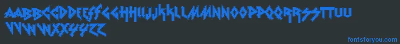 VtksRudeMetalShadow Font – Blue Fonts on Black Background