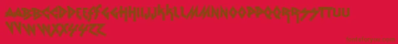 Fonte VtksRudeMetalShadow – fontes marrons em um fundo vermelho
