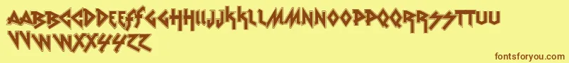 Fonte VtksRudeMetalShadow – fontes marrons em um fundo amarelo