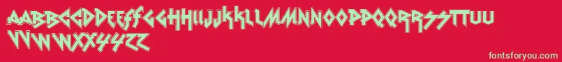 VtksRudeMetalShadow Font – Green Fonts on Red Background