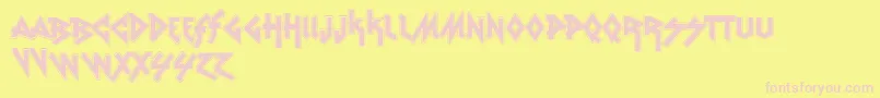 VtksRudeMetalShadow Font – Pink Fonts on Yellow Background