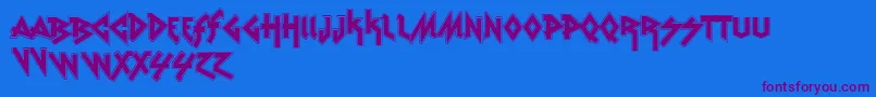 VtksRudeMetalShadow-Schriftart – Violette Schriften auf blauem Hintergrund